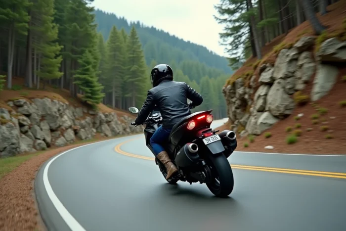 Scooter T-Max 750 en conduite sur route de montagne, analyse des performances et valeur 2026